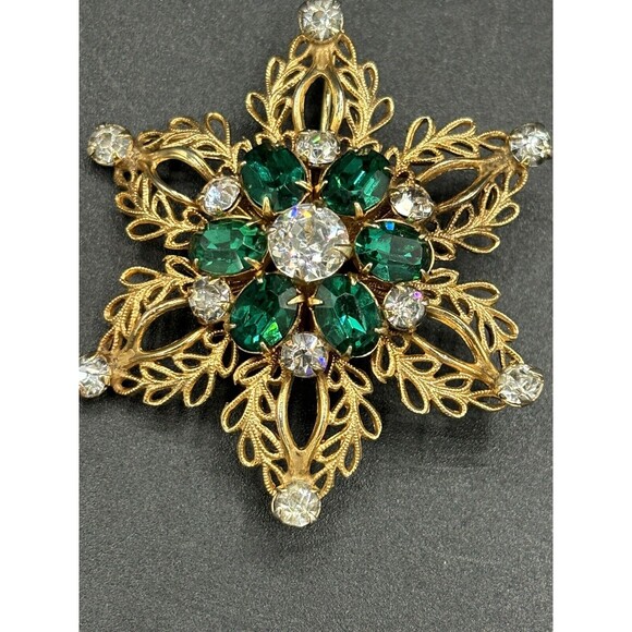 SCITARELLI Signed Vintage 1950s Rhinestone Gold Tone Pin Brooch or Pendant - Picture 1 of 5